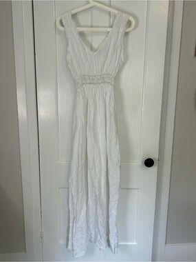 one shoulder white linen dress One Shoulder White Linen Dress by Adriana Contreras